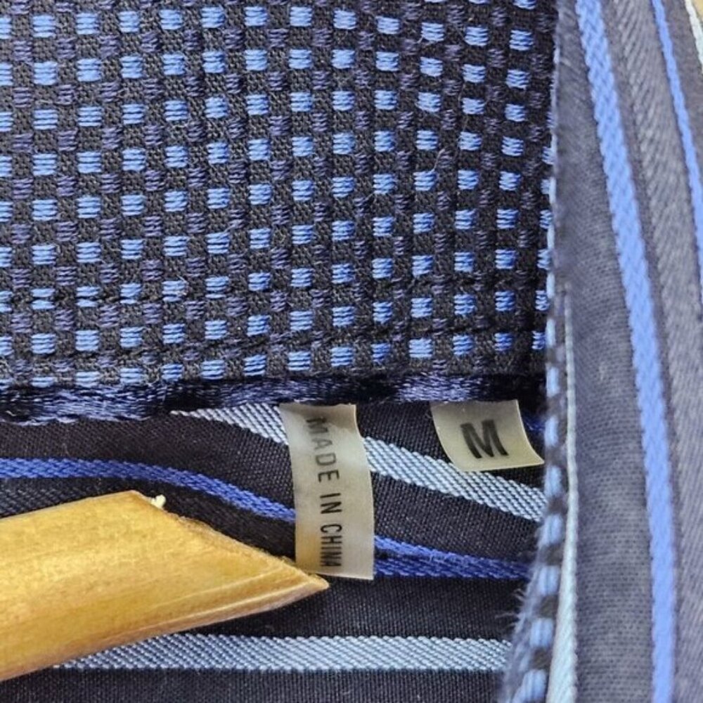 Bugatchi Uomo Dress Shirt Classic Fit Blue White Striped Long Sleeve Men's Sz M - Picture 8 of 10